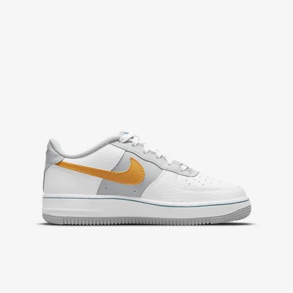 Nike Air Force 1 EMB Older Otroci Superge Bela / Siva / Turkizna Modra | NK935GDL