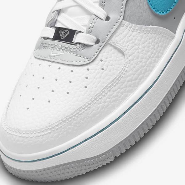 Nike Air Force 1 EMB Older Otroci Superge Bela / Siva / Turkizna Modra | NK935GDL