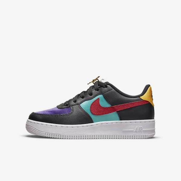 Nike Air Force 1 LV8 EMB Older Otroci Superge Črna / Turkizna / Vijolična / Rdeča | NK063RXI