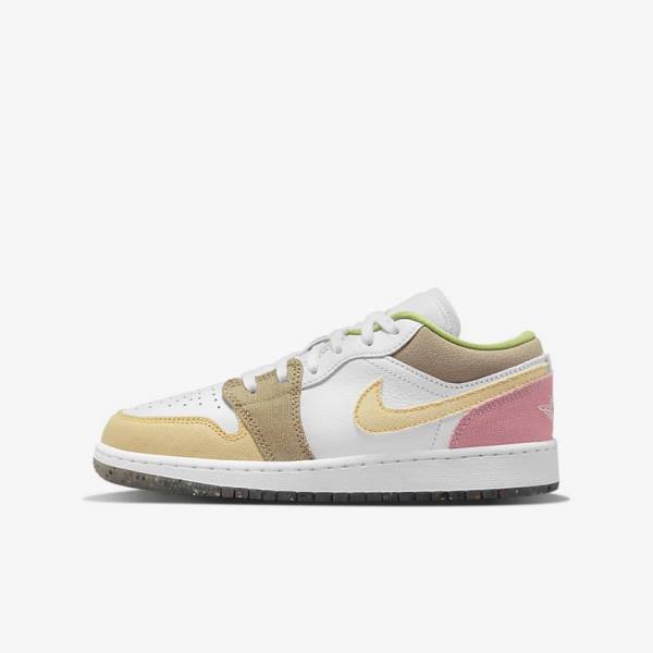 Nike Air Jordan 1 Low SE Older Otroci Superge Bela / Zelena | NK531FYK