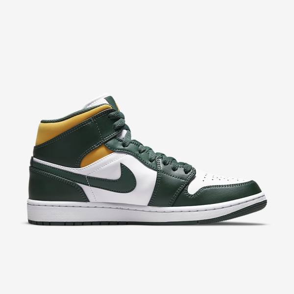 Nike Air Jordan 1 Mid Moški Superge Zelena / Bela | NK921CEG