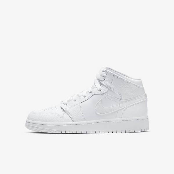 Nike Air Jordan 1 Mid Older Otroci Superge Bela | NK036BEY