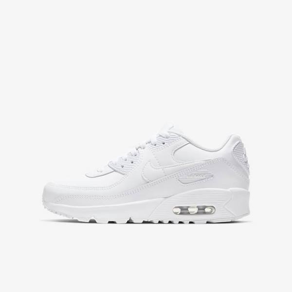 Nike Air Max 90 LTR Older Otroci Superge Bela / Kovinski Srebrna / Bela | NK397PQH