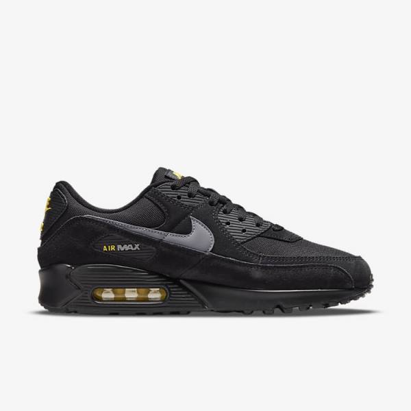 Nike Air Max 90 Moški Superge Črna / Rumena / Kovinski Siva | NK582RAS