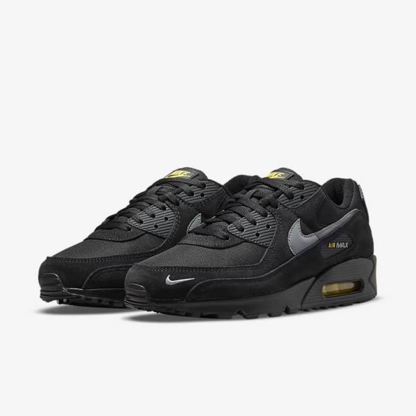 Nike Air Max 90 Moški Superge Črna / Rumena / Kovinski Siva | NK582RAS