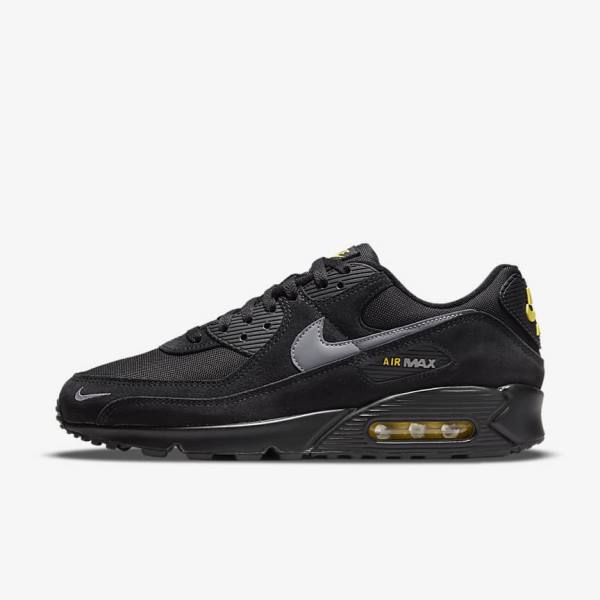 Nike Air Max 90 Moški Superge Črna / Rumena / Kovinski Siva | NK582RAS