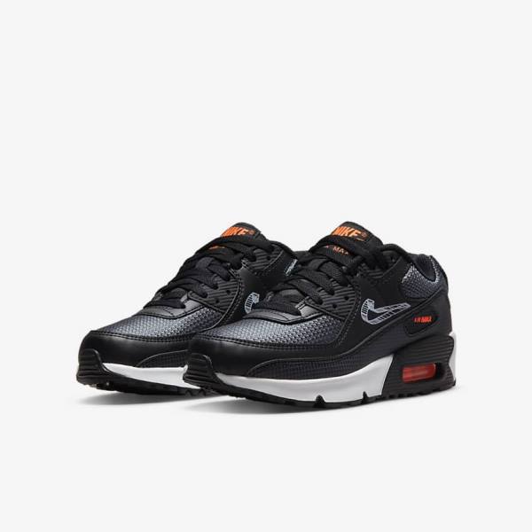 Nike Air Max 90 Older Otroci Superge Črna / Oranžna / Siva / Bela | NK105QJL