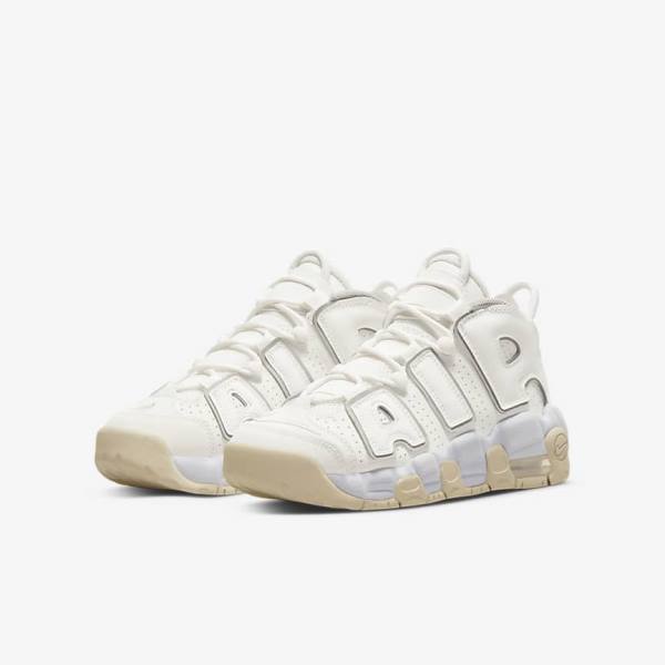 Nike Air More Uptempo Older Otroci Košarkaški Copati Bela / Rjav / Svetloba | NK958KZF