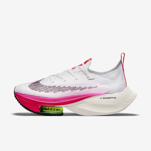 Nike Air Zoom Alphafly NEXT% Flyknit Road Racing Ženske Tekaški Čevlji Bela / Črna / Črna | NK987TGR