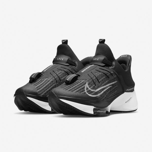 Nike Air Zoom Tempo NEXT% FlyEase Easy On-Off Road Ženske Tekaški Čevlji Črna / Bela | NK346MQZ