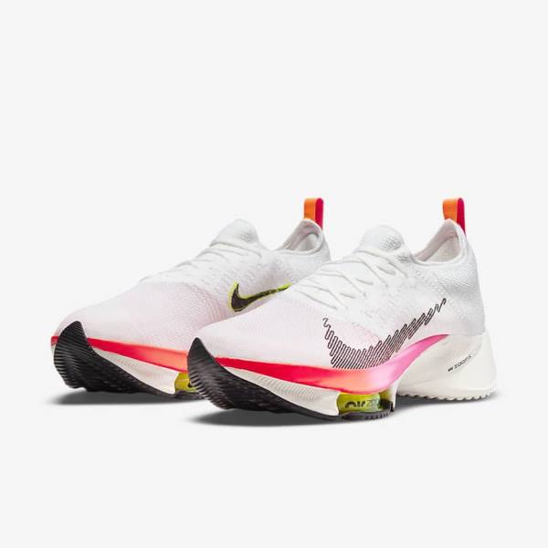 Nike Air Zoom Tempo NEXT% Flyknit Road Moški Tekaški Čevlji Bela / Koral / Roza / Črna | NK284HML