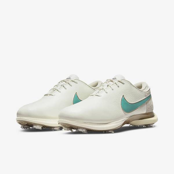 Nike Air Zoom Victory Tour 2 Moški Čevlji Za Golf Bela / Svetloba Rjav / Turkizna | NK046SWZ