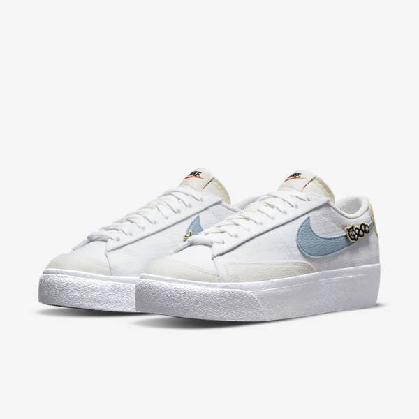 Nike Blazer Low Platform Next Nature Ženske Superge Bela / Roza / Bela / Modra | NK142GAM