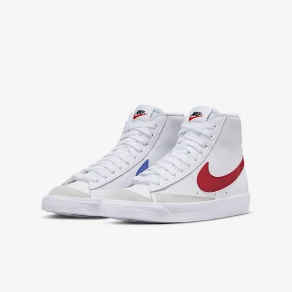 Nike Blazer Mid 77 Older Otroci Košarkaški Copati Bela / Modra / Črna / Rdeča | NK510QMF