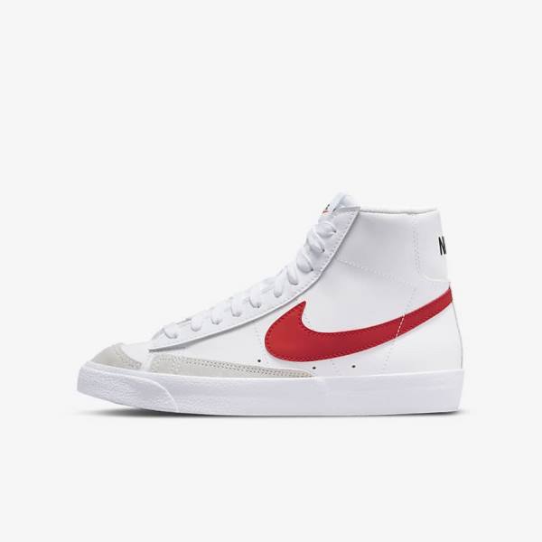 Nike Blazer Mid 77 Older Otroci Košarkaški Copati Bela / Modra / Črna / Rdeča | NK510QMF