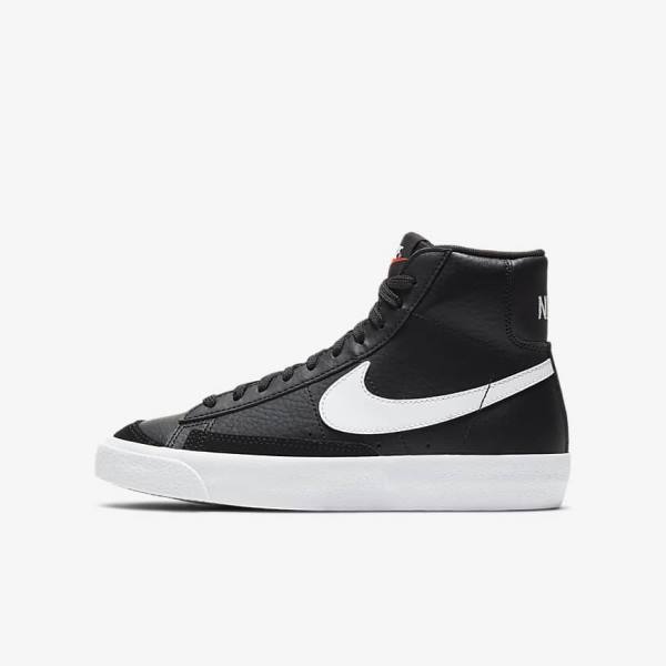 Nike Blazer Mid 77 Older Otroci Superge Črna / Bela / Oranžna | NK769HUL