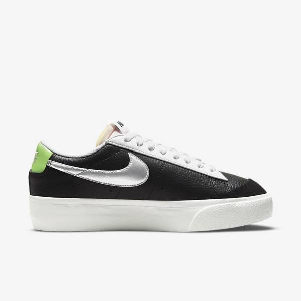 Nike Blazer Platform Ženske Superge Črna / Bela / Zelena / Kovinski Srebrna | NK301WNR