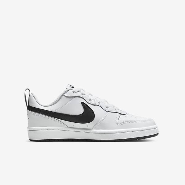 Nike Court Borough Low 2 Older Otroci Superge Bela / Črna | NK563SBY