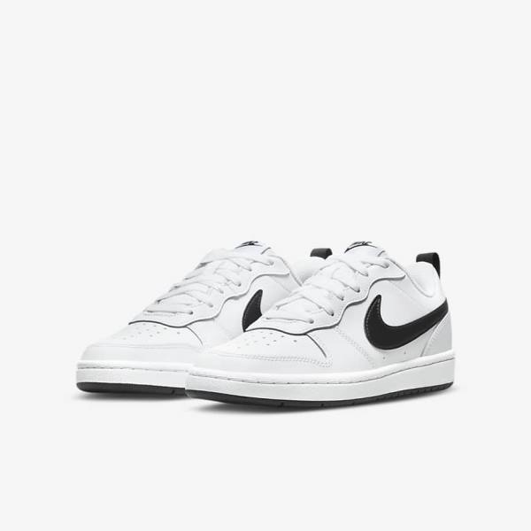 Nike Court Borough Low 2 Older Otroci Superge Bela / Črna | NK563SBY