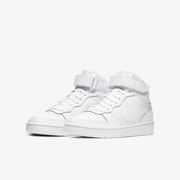 Nike Court Borough Mid 2 Older Otroci Superge Bela | NK312ALC