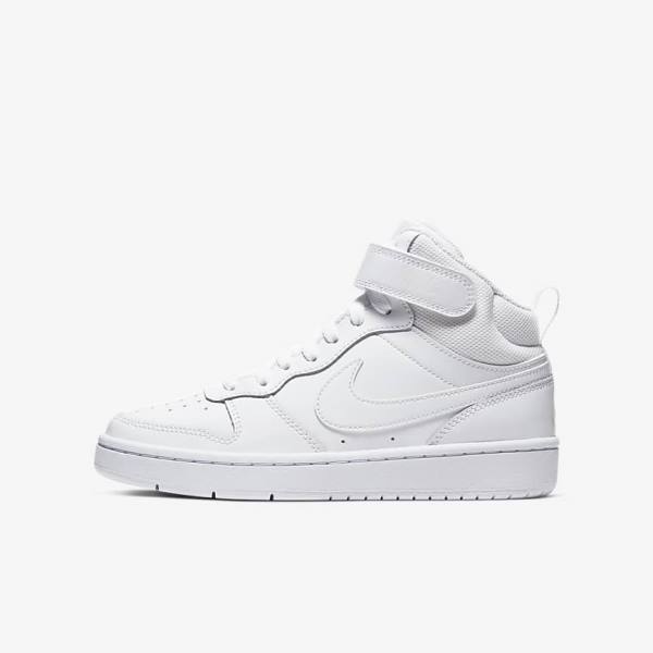 Nike Court Borough Mid 2 Older Otroci Superge Bela | NK312ALC