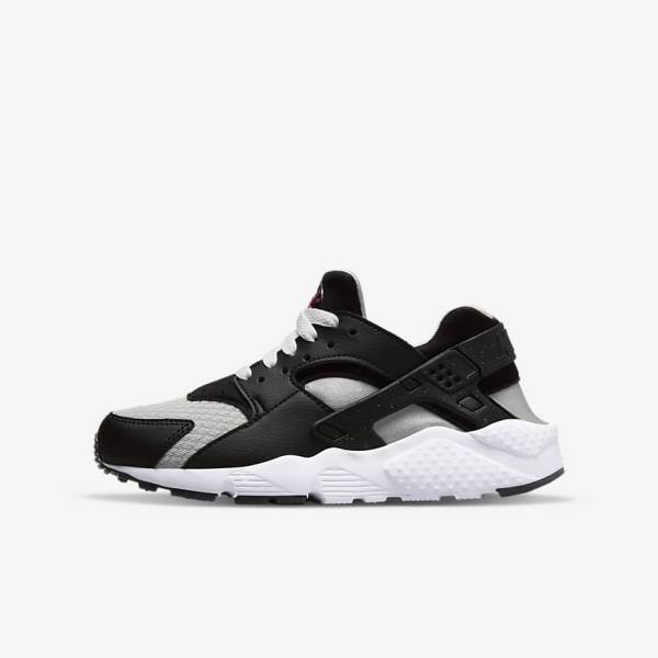 Nike Huarache Run Older Otroci Tekaški Čevlji Črna / Siva / Bela / Rdeča | NK980AFS