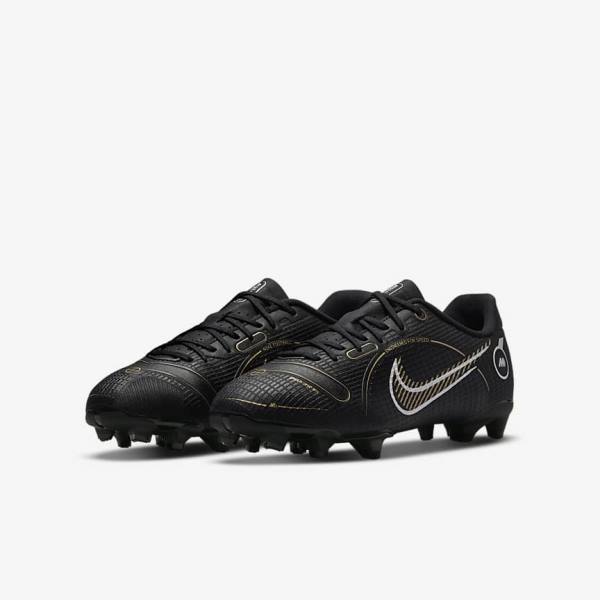 Nike Jr. Mercurial Vapor 14 Academy MG Older Multi-Ground Otroci Nogometni Čevlji Črna / Kovinski Srebrna / Siva / Kovinski Zlato | NK827HBV