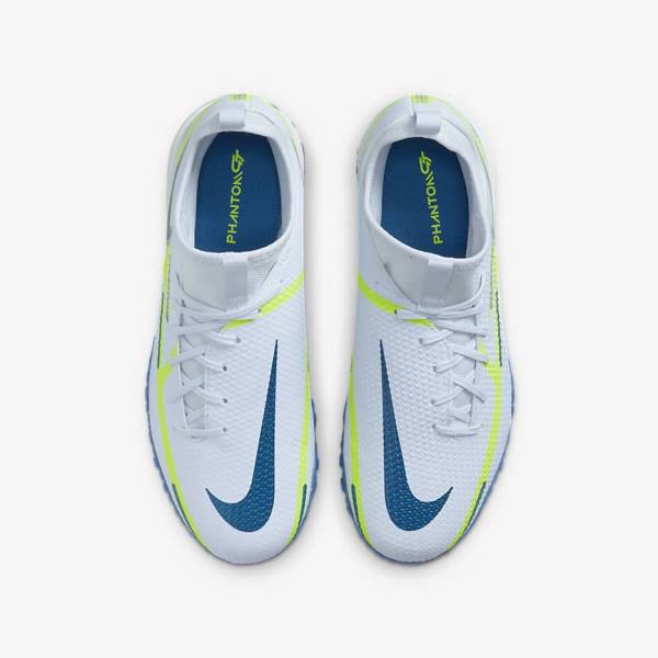 Nike Jr. Phantom GT2 Academy Dynamic Fit TF Older Turf Otroci Nogometni Čevlji Siva / Svetloba Modra / Temno Modra | NK219WNY