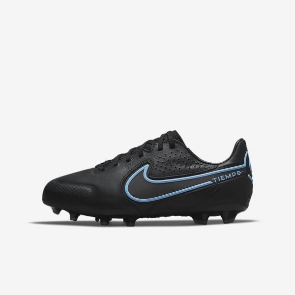 Nike Jr. Tiempo Legend 9 Pro FG Older Firm-Ground Otroci Nogometni Čevlji Črna / Siva | NK980ORY