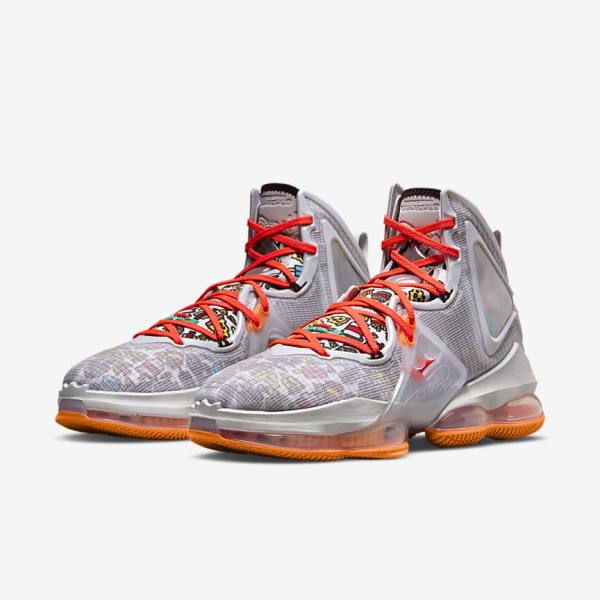 Nike LeBron 19 Moški Košarkaški Copati Siva / Oranžna / Svetloba Rdeča / Zelena | NK073YLM