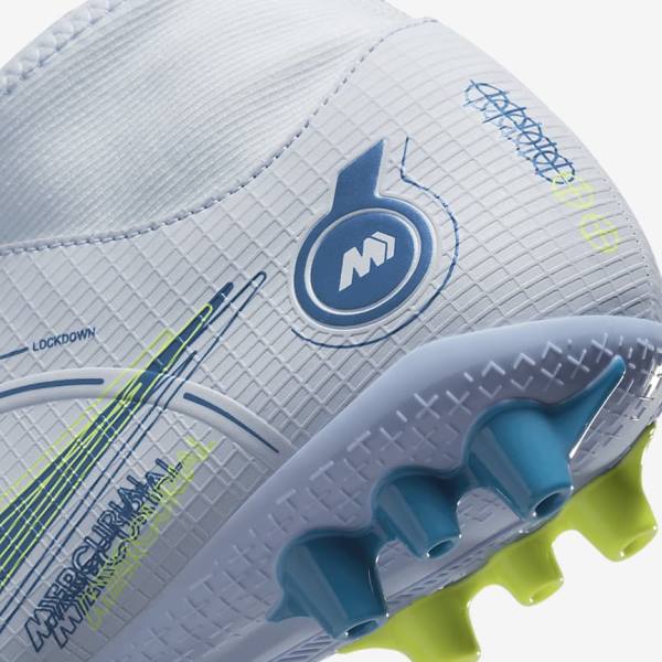 Nike Mercurial Superfly 8 Academy AG Artificial-Grass Ženske Nogometni Čevlji Siva / Svetloba Modra / Temno Modra | NK637FHB