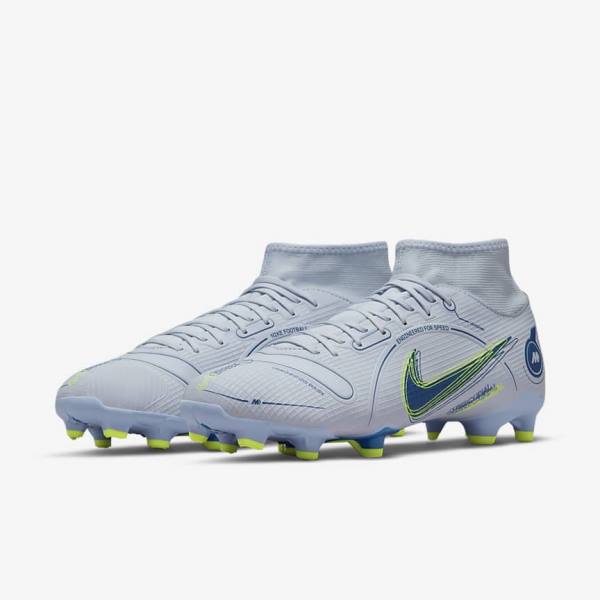 Nike Mercurial Superfly 8 Academy MG Multi-Grounds Moški Nogometni Čevlji Siva / Svetloba Modra / Temno Modra | NK356XGU