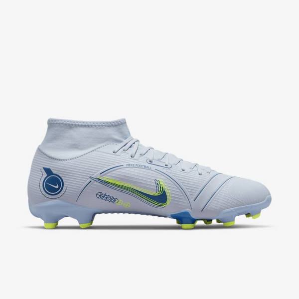 Nike Mercurial Superfly 8 Academy MG Multi-Grounds Ženske Nogometni Čevlji Siva / Svetloba Modra / Temno Modra | NK582JHF