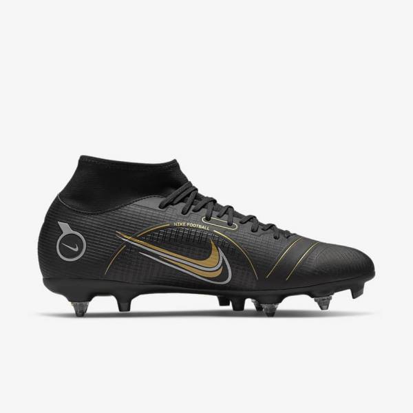 Nike Mercurial Superfly 8 Academy SG-PRO Anti-Clog Traction Soft-Grounds Ženske Nogometni Čevlji Črna / Kovinski Srebrna / Siva / Kovinski Zlato | NK124TOS