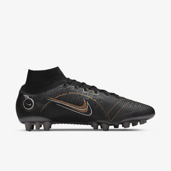 Nike Mercurial Superfly 8 Elite AG Artificial-Grasss Moški Nogometni Čevlji Črna / Kovinski Srebrna / Siva / Kovinski Zlato | NK641OSY