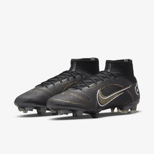 Nike Mercurial Superfly 8 Elite FG Firm-Grounds Ženske Nogometni Čevlji Črna / Kovinski Srebrna / Siva / Kovinski Zlato | NK093HSE