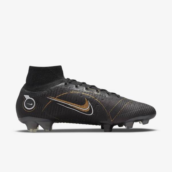 Nike Mercurial Superfly 8 Elite FG Firm-Grounds Moški Nogometni Čevlji Črna / Kovinski Srebrna / Siva / Kovinski Zlato | NK392VER