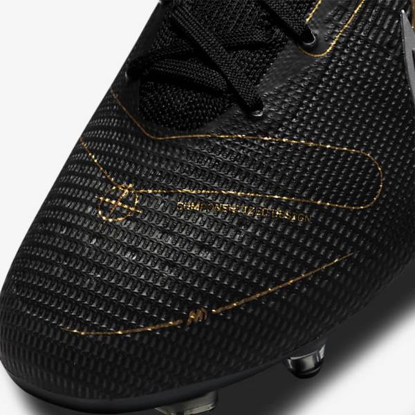 Nike Mercurial Superfly 8 Elite SG-PRO Anti-Clog Traction Soft-Ground Ženske Nogometni Čevlji Črna / Kovinski Srebrna / Siva / Kovinski Zlato | NK713DIP