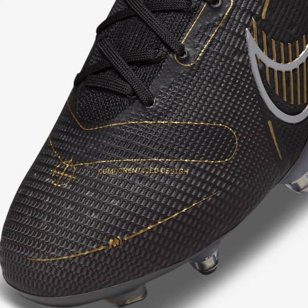 Nike Mercurial Vapor 14 Elite SG-PRO Anti-Clog Traction Soft-Grounds Ženske Nogometni Čevlji Črna / Kovinski Srebrna / Siva / Kovinski Zlato | NK360JLK