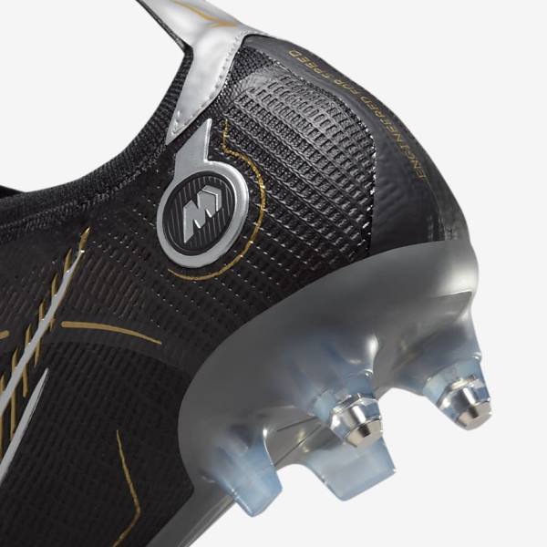 Nike Mercurial Vapor 14 Elite SG-PRO Anti-Clog Traction Soft-Grounds Ženske Nogometni Čevlji Črna / Kovinski Srebrna / Siva / Kovinski Zlato | NK360JLK