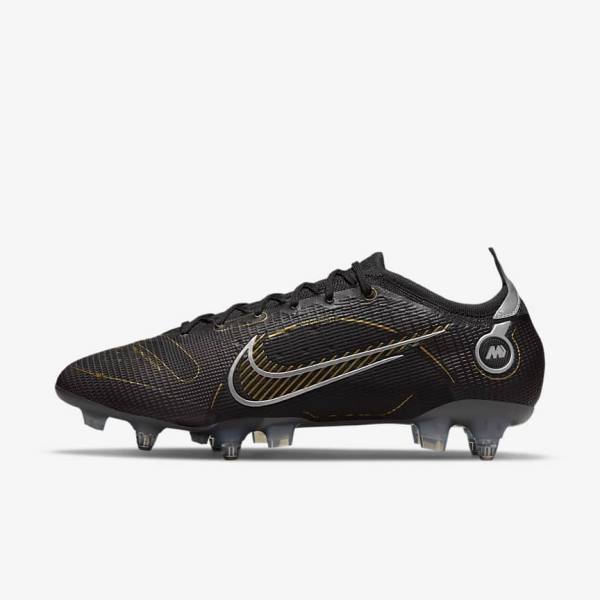 Nike Mercurial Vapor 14 Elite SG-PRO Anti-Clog Traction Soft-Grounds Moški Nogometni Čevlji Črna / Kovinski Srebrna / Siva / Kovinski Zlato | NK589FGE