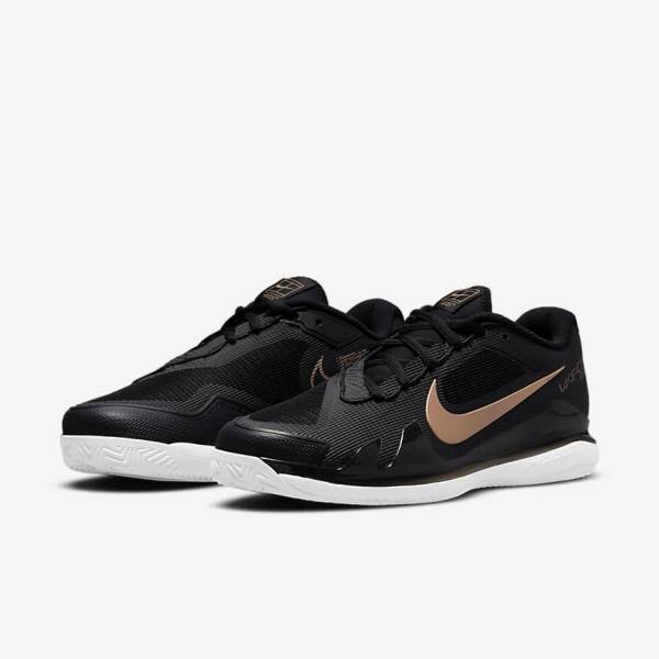 Nike NikeCourt Air Zoom Vapor Pro Clay Court Ženske Tenis Copati Črna / Bela / Kovinski Rdeča Rjav | NK816UTK