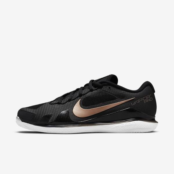 Nike NikeCourt Air Zoom Vapor Pro Clay Court Ženske Tenis Copati Črna / Bela / Kovinski Rdeča Rjav | NK816UTK