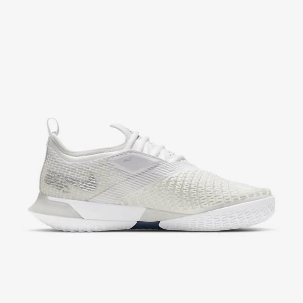 Nike NikeCourt React Vapor NXT Hard Court Ženske Tenis Copati Bela / Siva / Kovinski Srebrna | NK764KNG