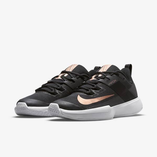 Nike NikeCourt Vapor Lite Hard-Court Ženske Tenis Copati Črna / Bela / Kovinski Rdeča Rjav | NK395HYW