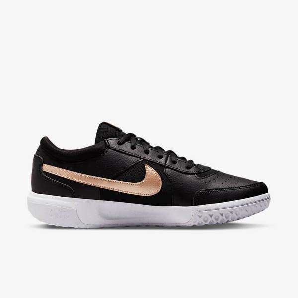 Nike NikeCourt Zoom Lite 3 Ženske Tenis Copati Črna / Bela / Kovinski Rdeča Rjav | NK485TDL