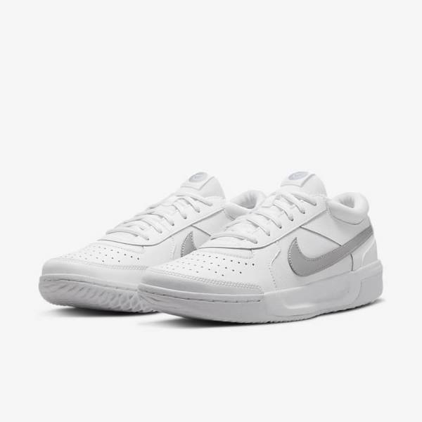 Nike NikeCourt Zoom Lite 3 Ženske Tenis Copati Bela / Kovinski Srebrna | NK863RVQ