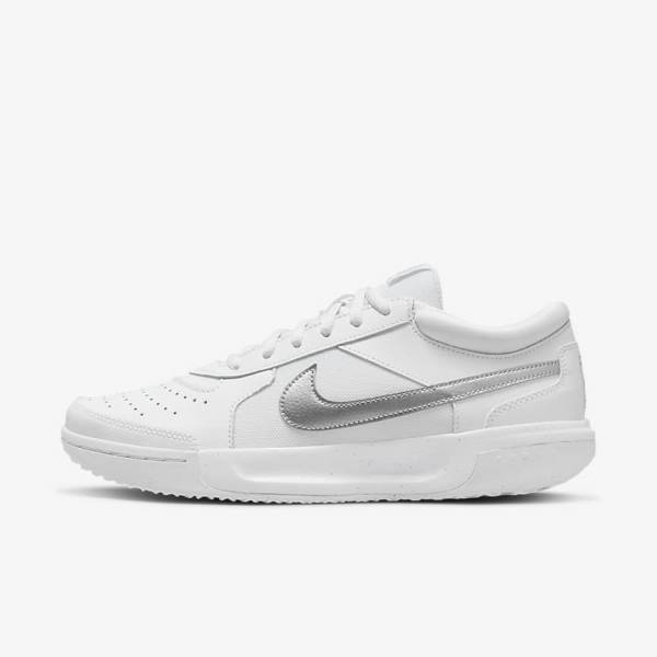 Nike NikeCourt Zoom Lite 3 Ženske Tenis Copati Bela / Kovinski Srebrna | NK863RVQ