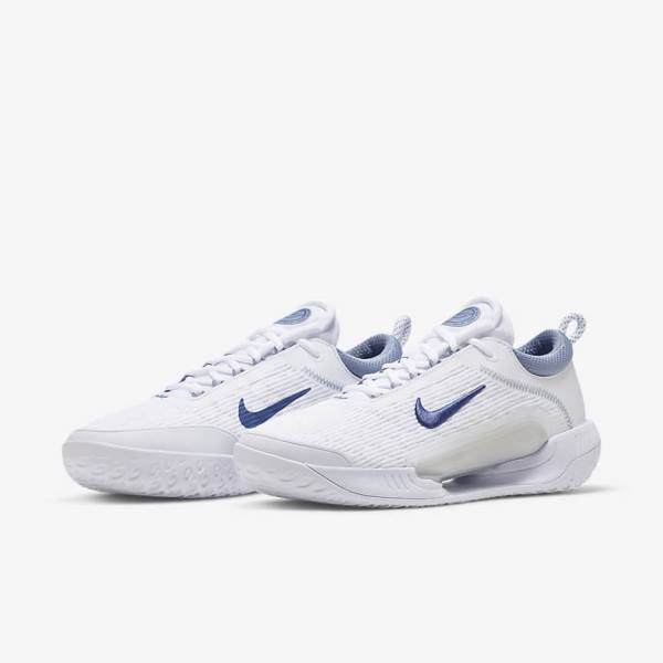 Nike NikeCourt Zoom NXT Hard Court Moški Tenis Copati Bela / Siva / Mornarica | NK381KDH