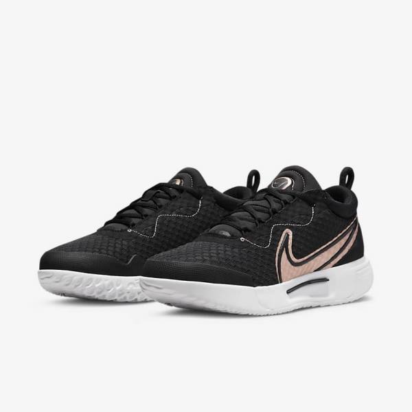 Nike NikeCourt Zoom Pro Hard Court Ženske Tenis Copati Črna / Bela / Kovinski Rdeča Rjav | NK597QVD